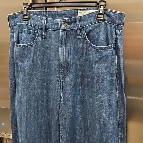 💕RAG & BONE💕 Lori Mid-Rise Wide-Leg Jeans ~ Dark Wash Blue 28 NWT